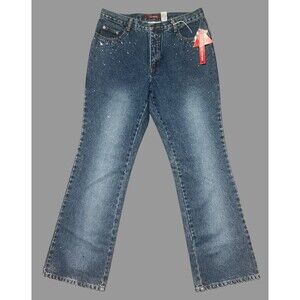 Bill Blass Jeans Sz 10 Blue Brittney Bootcut Denim Rhinestone Bling NWT Y2K